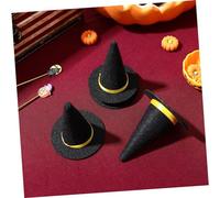 GALPADA 16 pcs Mini Black Felt Witch Hats for Halloween Wine Bottle Covers DIY Crafts Hair Accessories Party Decorations