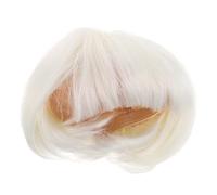 GALPADA 17Cm Doll Wig Synthetic High-Temperature Fiber Tiny Kawaii Bob Hairpiece in Cream White for 6.7In Dolls and Craft Making