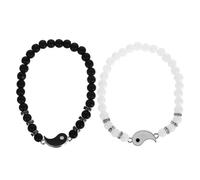 GALPADA 1pair Adjustable Yin Yang Bracelet for Couples Handmade Black and White Beaded Wrist Cord Chinese Culture Friendship Accessory Gift for Love and Relationship Expressions