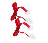 GALPADA 1pair Elegant Christmas Hair Bow Clips Pom Poms and Tassel Ribbons for Girls Soft Velvet Bowknot Accessories for Festive Hairstyles and Pigtails