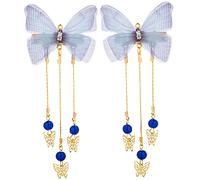 GALPADA 1pair Elegant Tassel Butterfly Hairpins for Boy Girl Aesthetic Hair Accessories for Cosplay Festivals Antique-style Chinese Hair Clips Vivid Design for Dress-up and Vintage Outfits