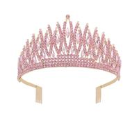 GALPADA 1Pc Pink Rhinestone Bridal Crown Hair Accessory for Weddings Elegant Hair Decor for Brides and Bridesmaids for Parties Proms and Special Occasions