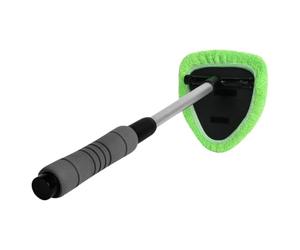 GALPADA 1pc Retractable Handle Car Windshield Cleaner Brush with Rotatable Microfiber Head for Reach Window Corners Replaceable Cover for Dust and Fingerprint Removal Easy Operation Green