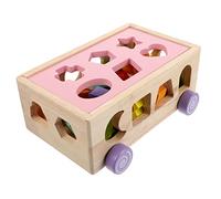 GALPADA 1Set Pink Wooden Shape Sorter Car Animal Matching for Building Blocks Educational Car for Fine Motor Skills Development