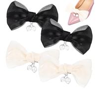 GALPADA 2 Pairs Bow Shoe Clips with Faux Pearls for Flats and Pumps Detachable Bridal Shoe Buckles in Classic Black and White Install Decorative Bowknots for Wedding Party and Daily Wear