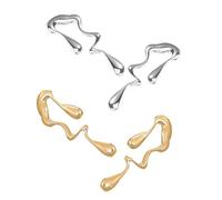 GALPADA 2 Pairs Irregular Waterdrop Dangle Earrings Silver and Gold Tone Drop Teardrop Earrings Jewelry for Women Everyday Wear and Party