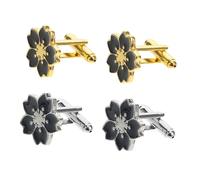 GALPADA 2 Pairs Japanese Cherry Blossom Cufflinks for Women Shirt Sleeve Embellishments Floral Design Business Formal Accessories