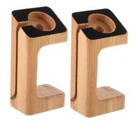GALPADA 2 pcs Bamboo Smart Watch Charging Stand Durable Holder with Soft Pad Natural Wood Grain Elegant Display Compatible with Apple Watch Portable Charging Bracket for Home and Office