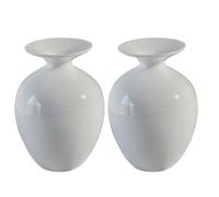 GALPADA 2 Pcs Ceramic Flower Vase White Household Floral Arranging Vase with Strong Sturdy Material, Minimalist Contemporary Style for Home and Hotel Decoration