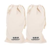 GALPADA 2 Pcs Drawstring Shoe Bags Reusable Multi-Functional Fabric Storage Bags for Slipper and Makeup Tools Indoor Travel Use Beige