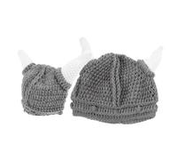 GALPADA 2 pcs Knitted Ox Horn Hats for Boy Girl and Adults Funny Cosplay Beanie with Cozy Warm Knit Unique Party Costume Accessory for Halloween and Theme Events