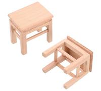 GALPADA 2 Pcs Miniature Wooden Dollhouse Stool Small Scale Doll Furniture Tiny Bench Decor for Mini House Layout and Doll Accessories