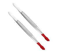 GALPADA 2 Pcs Premium Antimagnetic Stainless Steel Stamp Tweezers for Collectors and Hobbyists Long Flat Precision Tweezer Tools for Handling Flat Objects and Crafts