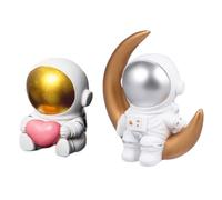 GALPADA 2 Pcs Resin Astronaut Statue Cake Decoration Lightweight and Decorative Mini Figures for Cake Decoration and Car Display Adorable Vivid Posture