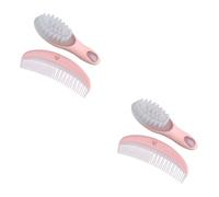 GALPADA 2 Sets Brush and Comb for Newborns Soft Massage Hairbrush with Circular Tooth Comb Anti-Static Material Gentle Pink Grooming Kit for Scalp Care and Brain Development