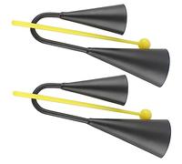 GALPADA 2 Sets Double Ear Metal Cowbell with Mallet Stick Percussion Instrument Clear Melodious Sound for Training Outdoor Play Rock Latin Music Black Matte Finish