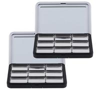 GALPADA 2 Sets Empty Makeup Palette Eyeshadow DIY Pallet with Large Capacity Thin Black as Material Case, Fashionable Design for Travel, Fits Pocket or Purse, for Girlfriend and Wife