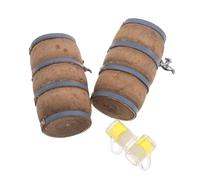 GALPADA 2 Sets Miniature Wooden Wine Barrel Accessories with Faucet and Glasses Vintage Dollhouse Beer Cask Ornaments for Fairy Garden Pub and Bar Decoration Rustic Micro Landscape Props