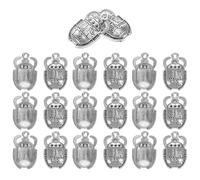 GALPADA 20 Pcs Vintage Egyptian Sacred Beetle Charms for Jewelry Making Silver Amulet Pendants for DIY Necklace Bracelet Craft Symbolic Luck and Protection Accessories