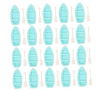 GALPADA 20 Set Miniature Resin Rowboat with Oars in Light Green, Ocean-inspired DIY Assembly Boat Decor for Display Windows and Creative DIY Projects