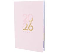 GALPADA 2026 Daily Planner A5 Size with English Layout and Smooth Writing, Elegant Pink Faux Leather Business Planner for Work Scheduling and Task Management