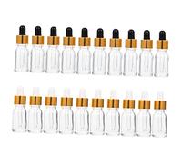 GALPADA 20Pcs Glass Dropper Bottles with Leakproof Gold Cap and Refillable White Black Tops Portable Essential Oil Containers for Travel DIY Cosmetics Beard and Hair Oils