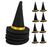 GALPADA 20pcs Mini Black Felt Witch Hats for Halloween Party Decorations Lightweight Reusable Bottle Toppers Unique DIY Craft Caps for Wine Bottles and Holiday Celebrations