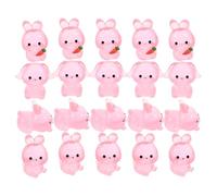 GALPADA 20pcs Pink Resin Mini Bunnies with Glow the Dark Night Glow Functionality, Adorable Cartoon Style Rabbit Figurines for Fairy Garden and Desk Ornaments, Easter Decoration
