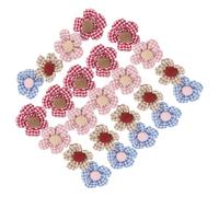 GALPADA 24pcs Colorful Gingham Flower and Bow Fabric Applique Accessories for DIY Craft, Easy to Cut and Sew Cloth Embellishments for Handmade Floral Projects