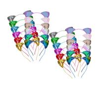 GALPADA 24pcs Glitter Cat Ear Headbands Sequin Hair Hoops for Women Party Dress Up Accessories Bulk Pack Comfortable Festive Fun Carnival Halloween Celebration