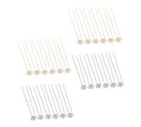 GALPADA 24pcs U Shaped Hair Sticks with Pearl Rhinestone Bridal Hair Accessories for Weddings Parties Casual Styling Silver and Rose Gold Colors for Women