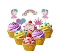 GALPADA 24pcs Unicorn Cake Picks Party Food Picks Paper Cupcake Toppers with Unicorn and Cloud Shapes for Birthday Party and Shower Decorations