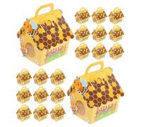 GALPADA 25pcs Bee-themed Paper Favor Boxes with Handle for Secure Protection Small Honeycomb Candy Gift Boxes for Classroom Rewards and Picnic Snack Packaging