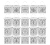 GALPADA 25pcs White Religious Boxes with Hollow Cross Cutout - Christian Party Favor Bags for Easter, Church Events, and Wedding Presents
