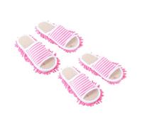 GALPADA 2Pairs Floor Cleaning Slippers Washable Mop Shoes for Home Use Soft Material with Improved Traction Striped Design for Men and Women for Indoor Cleaning