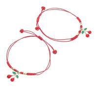 GALPADA 2pcs Adjustable Braided Cherry Cord Friendship Bracelets for Women, Woven Protection String Bracelets Suitable for Daily Wear and Travel