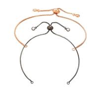 GALPADA 2Pcs Adjustable Brass Bracelet Chains for DIY Jewelry Making Replacement Hand Chains Rose Gold and Gun Black for Semi Manufactured Bracelet Projects