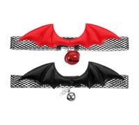 GALPADA 2pcs Adjustable Cat Collars for Halloween with Bat Wing Design, Skin-friendly Cloth Material and Metal Bell Pendant, Breakaway Collars for Cats and Kittens in Creative Cute Style