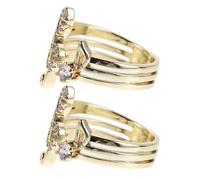 GALPADA 2pcs Adjustable Music Note Finger Rings for Couples with Rhinestones and Copper, Elegant Golden Open Bands Featuring Oxidation Resistance, for Daily Expressions of Affection