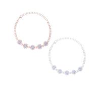 GALPADA 2pcs Adjustable Rhinestone Dog Necklace for Dogs Silver Rose Gold Pet Collar Accessories Comfortable Cooperized Silver Material and Stylish Jewelry