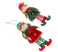 GALPADA 2pcs Adorable Elf Plush Hanging Ornament with Bells, Cute Couple | Cloth Craft with Shimmering Accents, Daily Display by Fireplaces, Lasting Shape, Boy and Girl Plush Dolls