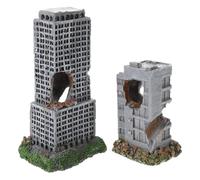 GALPADA 2pcs Aquarium Ruined City Decor Resin Fish Tank Castle Hideouts Urban Ruins Fish Cave Ornament for Aquatic Habitat