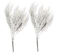 GALPADA 2pcs Artificial Pine Needle Branches Snowy Pine Picks Christmas Garland Decor for Holiday Bouquets Vase Desktop Office Seasonal Party Props