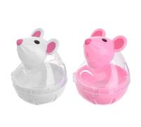GALPADA 2pcs Automatic Leakage Cat Feeder in Mouse Shape, Plastic Material with Tumbler Rolling Function, Interactive Snack Dispenser for Kitten and Dog Play