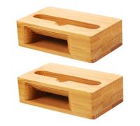 GALPADA 2pcs Bamboo Phone Amplifier Stand with Handsfree Lazy Holder Desktop Speaker Dock for Stable Sound Enhancement Multifunctional Phone Cradle for Home Office Travel Use