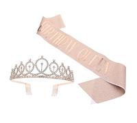 GALPADA 2pcs Birthday Crown Tiara Set with Creative Sash for Women Glittering Accessories for Birthday Parties for Shapes Make Your Celebration Extraordinary