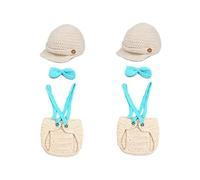GALPADA 2pcs Bowknot Style Newborn Hand Knitted Crochet Hat for Boy Girl Photo Props for Boy Girl Photoshoot Soft and Comfortable