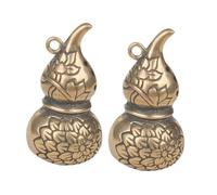 GALPADA 2pcs Brass Gourd Keychain Charm with Hollow Lotus Flower Pattern Durable Tarnish Resistant Feng Shui Pendant for Bag Car Hanging Decoration Vintage Artistic Lucky Prosperity Symbol
