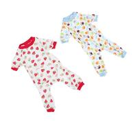 GALPADA 2Pcs Breathable Legs Dog Pajamas Soft Pet Night Clothes Puppy Jammies with Cute Paw Strawberry Prints Comfortable Knit Rompers for Dogs Cozy Sleepwear for Everyday Wear and Travel