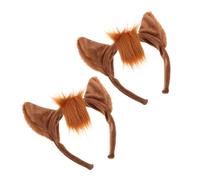 GALPADA 2pcs Brown Cartoon Horse Ear Headbands Made of Plush Cloth Material, Cute Cosplay Accessories and Photo Props for Performance, Party, Halloween, and New Year Celebration